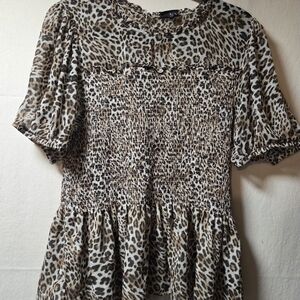 Torrid Leopard Print Smocked Blouse